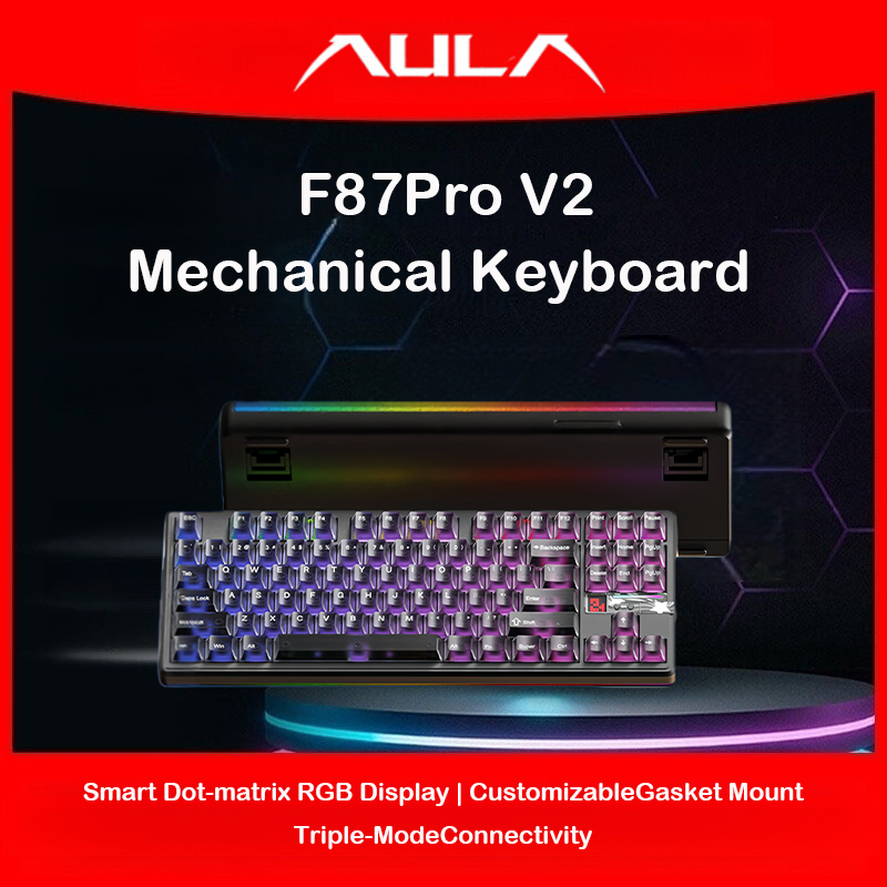 Gaming Keyboard Hot Swappable - AULA F87 Pro V2, Üç Modlu,
