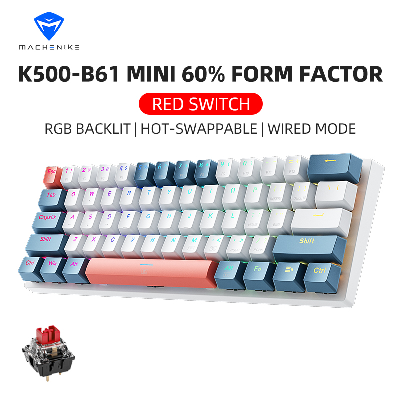 Keyboard Gaming Blue Switch - K500-B61 Machenike Mini Mekanik Klavye %60
